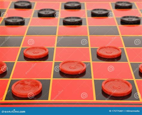 Classic Game of Checkers Up Close with Plastic Game Pieces Stock Image ...
