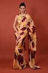Buy Beige Printed Flower Pattern Chrysanthemum Saree For Women by Rimi ...