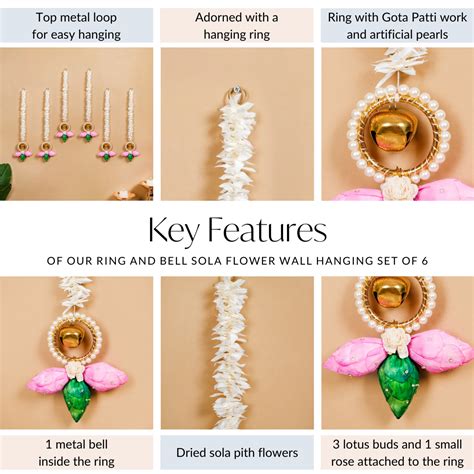 Ring And Bell Sola Flower Wall Hanging Set Of 6 Online - Premium Wall ...