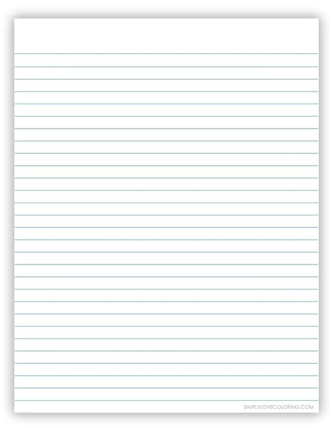 Printable Wide Ruled Paper (Free PDF Download) - Simply Love Coloring