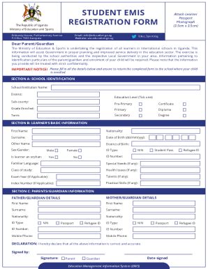 Uganda Student EMIS Registration Form - Fill Out, Sign & Share Online ...