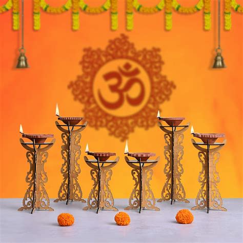Buy GKD Diya Stand Wooden Traditional Deepam Stand Hand Crafted Diya ...