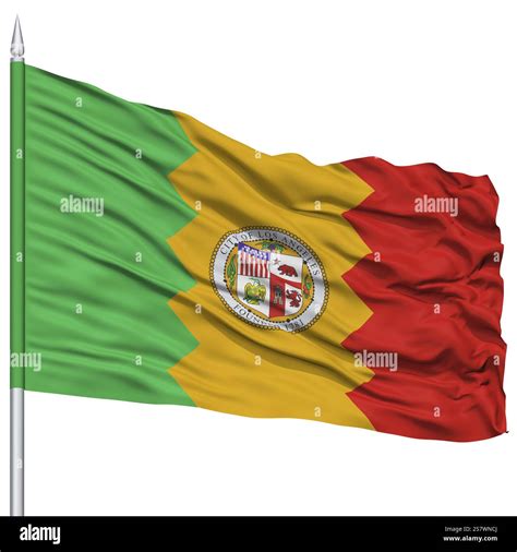Los Angeles City Flag on Flagpole, California State, Flying in the Wind ...