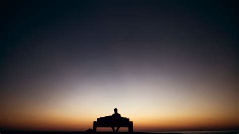 Wallpaper man, bench, alone, silhouette, dark hd, picture, image