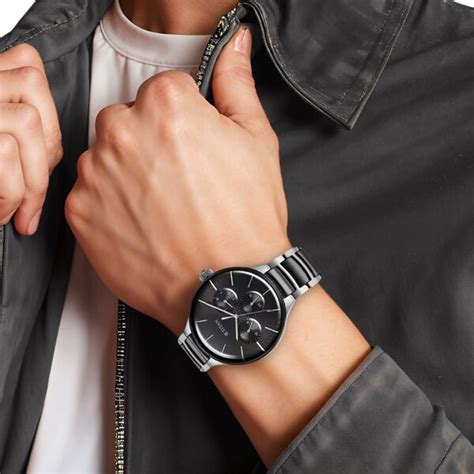 Buy Online Titan Ceramic Fusion Quartz Multifunction Black Dial Silver ...