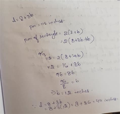 The length of a rectangle is eight more than triple the width. If the ...