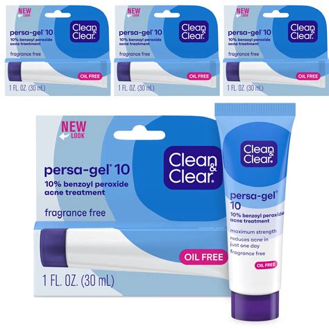 Clean & Clear Persa-Gel 10 Acne Gel, 10% Benzoyl Peroxide, 4 x 1 fl. oz ...
