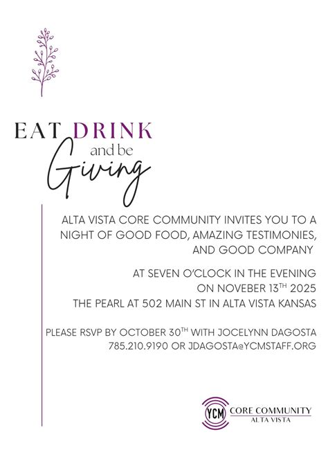 Eat Drink and be Giving, 603 Main Street, Alta Vista, KS, 13 November ...