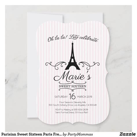 Parisian Sweet Sixteen Paris French Eiffel Tower Announcement | Zazzle ...