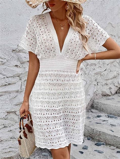 Women's White Dress Mini Dress Backless Cut Out Vacation Beach Sexy ...