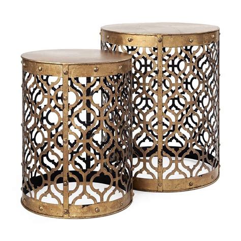 Cylindrical Gold Metal Accent Tables, Set of 2 - Walmart.com