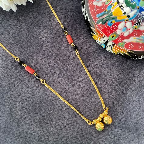 Buy Digital Dress Room Red Crystal Black Beads Vati Pendant Mangalsutra ...
