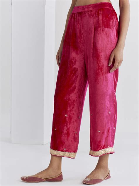 Gulabo Pink Velvet Trouser