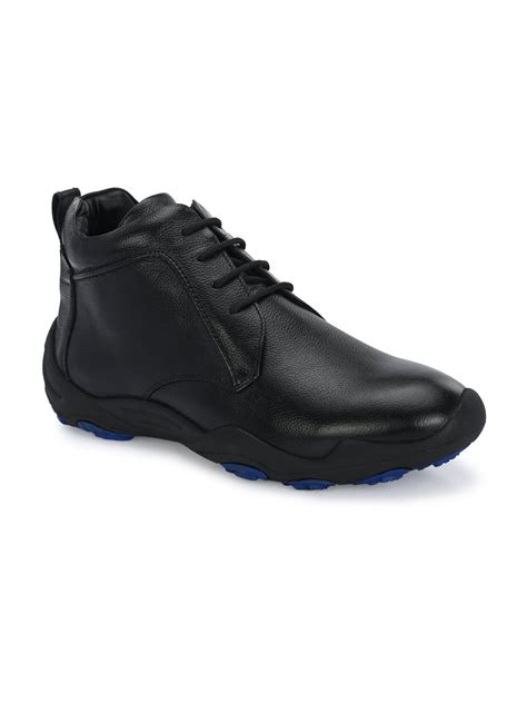HITZG_51-Men's Black Leather Casual Boots – Hitz Shoes Online