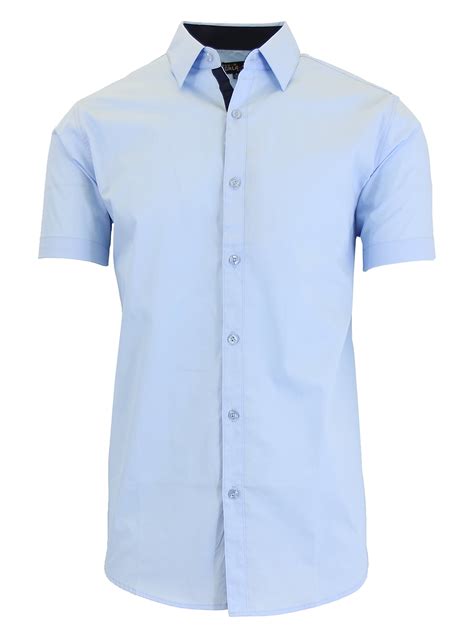 Men's Short Sleeve Slim-Fit Solid Dress Shirts - Walmart.com