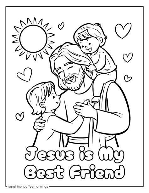 Jesus With The Children Coloring Page | Jesus coloring pages, Sunday ...