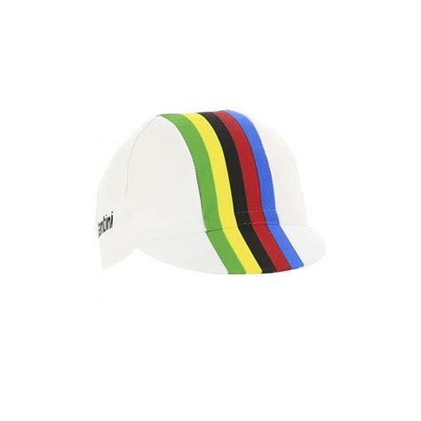Santini UCI Rainbow Stripes Cycling Cap (White) | Cyclop.in