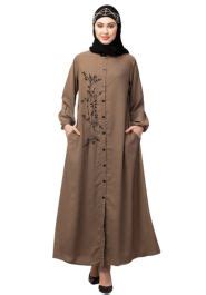 Front Open One Side Thread Embroidery Casual Abaya | Casual Abayas ...