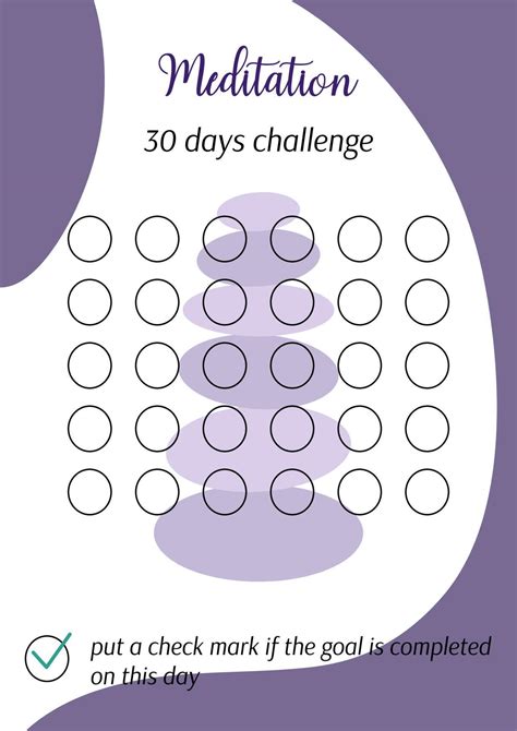 Meditation tracker. Mindfulness personal 30 days challenge printable ...