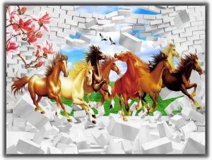 3D View Horses from Wall 0540 Poster Photographic Paper - Abstract ...