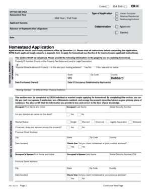 Homestead Application - Hubbard County Minnesota - Co Hubbard Mn - Fill ...