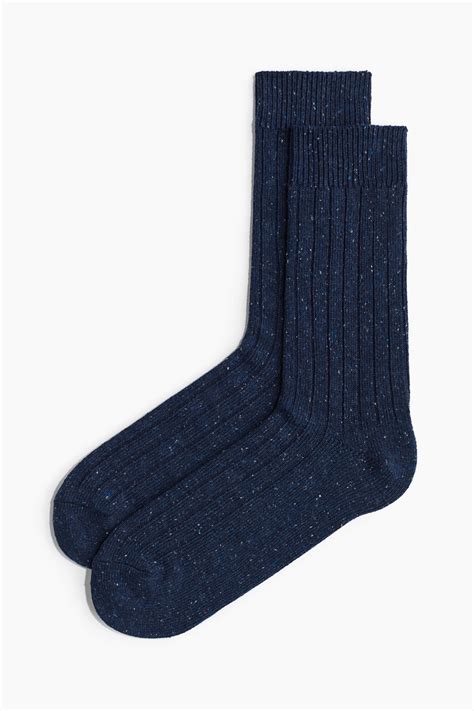 Men’s Navy blue Rib-knit socks | H&M IN