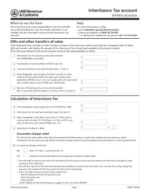 UK Inheritance Tax Calculation Form - Blank Fillable Template | Fill ...