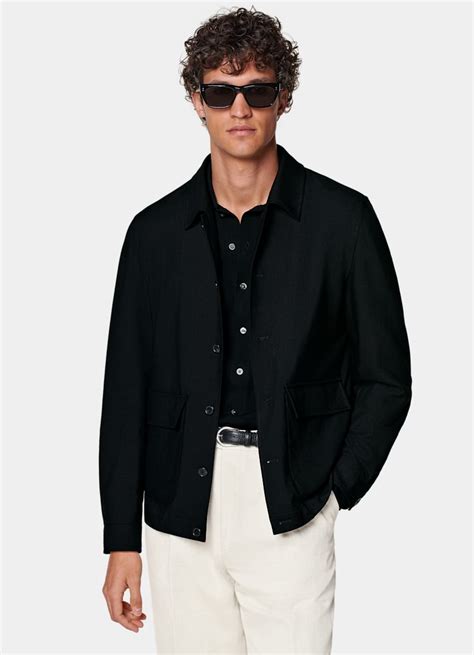 Black Bomber Jacket in Pure 4-Ply Traveller Wool | SUITSUPPLY ...