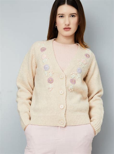 Buy Women Floral Embroidered Knit Cardigan Online at just Rs. 1599.0 ...