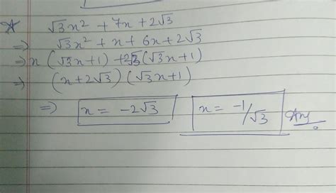 Factorisation of this expression :[tex] \sqrt{3x { }^{2} } + 7x + 2 ...