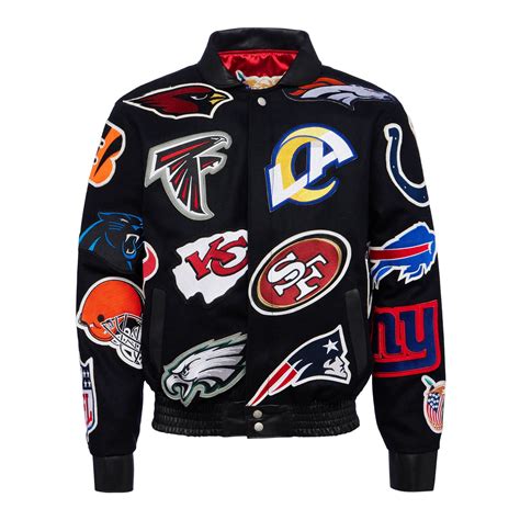 NFL Collage Wool & Leather Jacket Black – GreatIndus