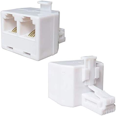 2 PCS RJ11 Double Telephone Jack Splitter and Adapter,Telephone Line ...