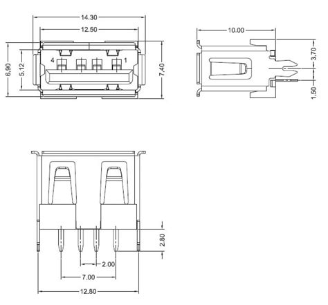 KUSBVLPX Low Profile USB 2.0 Receptacles - Kycon | Mouser