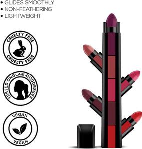 lip ray 5-in-1 Lipstick 7.5gm| Five Shades In One| Long Lasting, Matte ...