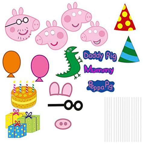 Party Propz PEPPA PIG BIRTHDAY DECORATION/PHOTOBOOTH PROPS 17 PC /PEPPA ...