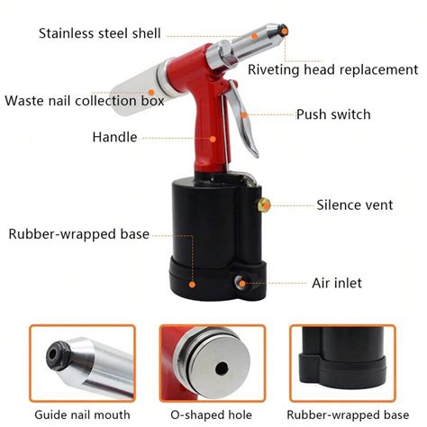 YUNRUX Rivet Nut Gun Pneumatic Rivet Gun 3.2-6.4mm Pneumatic Pop Rivet ...