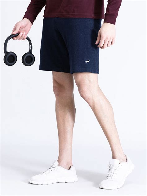 Buy Solid Navy Melange Comfort Fit Track Shorts – Crocodile