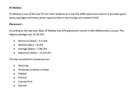 Which iit provide the best placements for msc mathematics