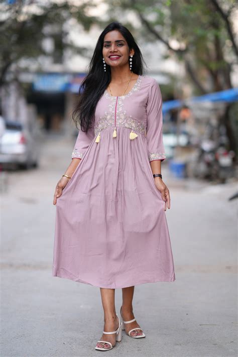 Purple color Stylish Frock in Viscose Fabric – SrivalliCollection