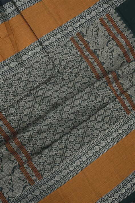 Checks With Buttis Bottle Green Chettinadu Cotton Saree – Sundari Silks