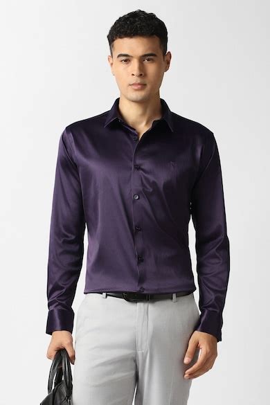 Buy Men Purple Solid Full Sleeves Party Shirt Online - 40076572 | Van ...