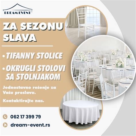 Iznajmljivanje barskih i okruglih stolova, tifanny stolica i paviljona