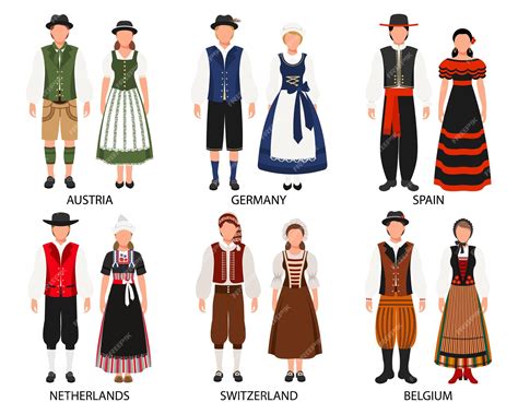 Premium Vector | A set of couples in folk costumes of european ...