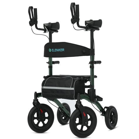ELENKER All-Terrain Upright Rollator Walker, Stand up Rolling Walker ...