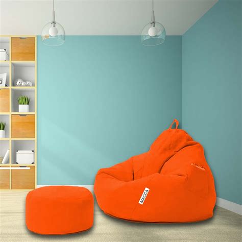 MACCA Brand - XXXL Faux Leather Clasic Filled Bean Bag with Stool Ready ...
