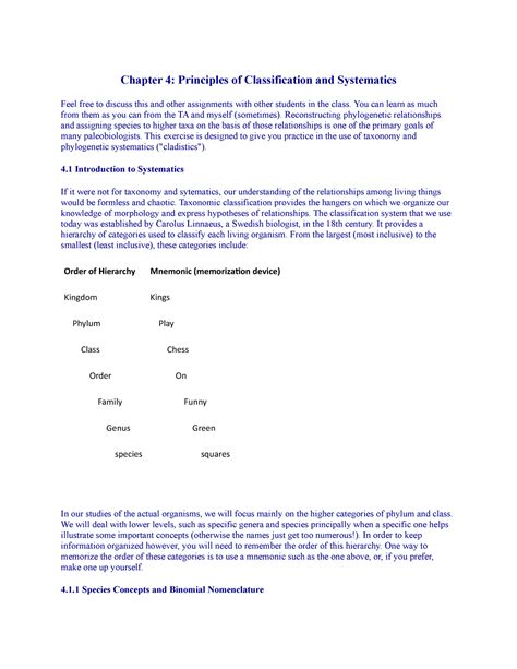 Principles of Classification and Systematics (Arizona) - Chapter 4 ...