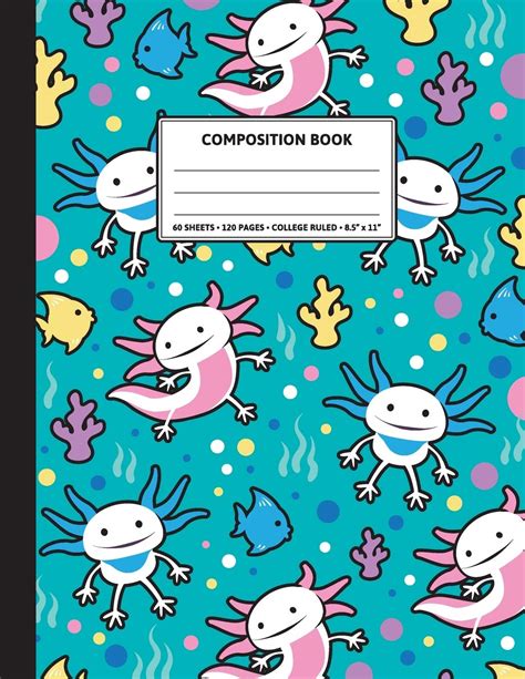 Composition Notebook: Cute Axolotl Aquatic Pattern. India | Ubuy