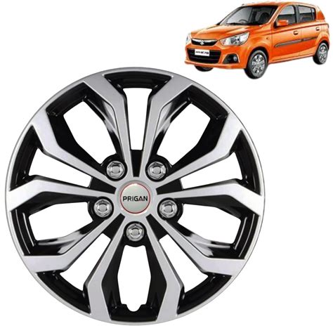 PRIGAN Wheel Cover for Maruti Alto K10 13 Inch Silver BLACK Wheel Cap ...