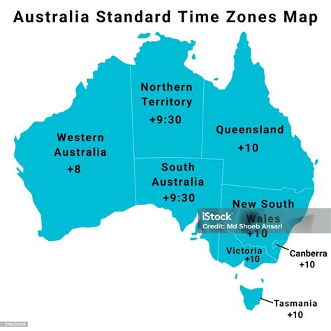 Australia Map Australian Standard Time Zones Map Stock Illustration ...