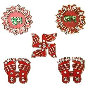 Buy SK CRAFT Acrylic Shubh Labh Wall Sticker Set Swastik and Laxmi ...